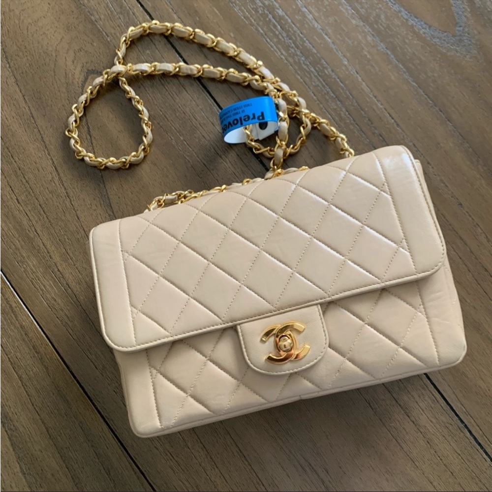 Chanel Beige Vintage Single Flap Bag